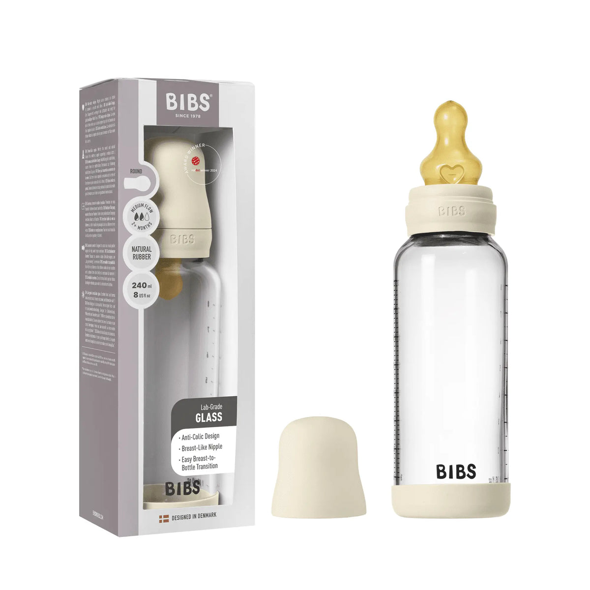 Set de biberons en verre 120ml ou 240ml avec tétine en latex Moutatchou
