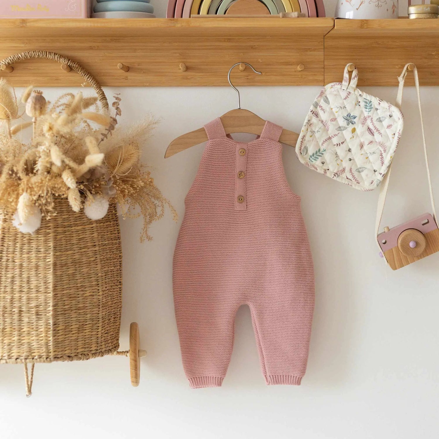 SALOPETTE MAILLE VIEUX ROSE 1/3M