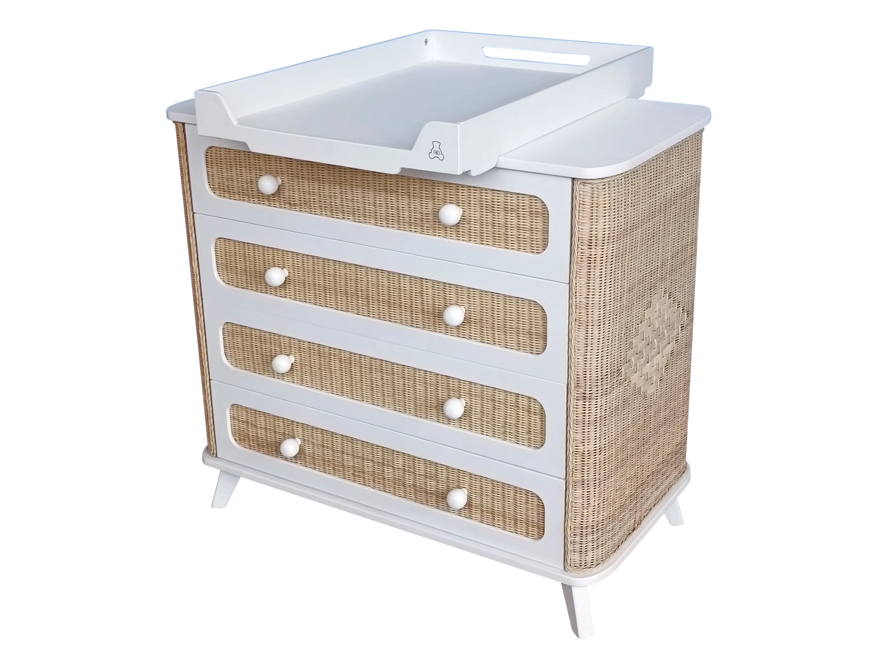 COQUILLAGE commode à langer en rotin Théo