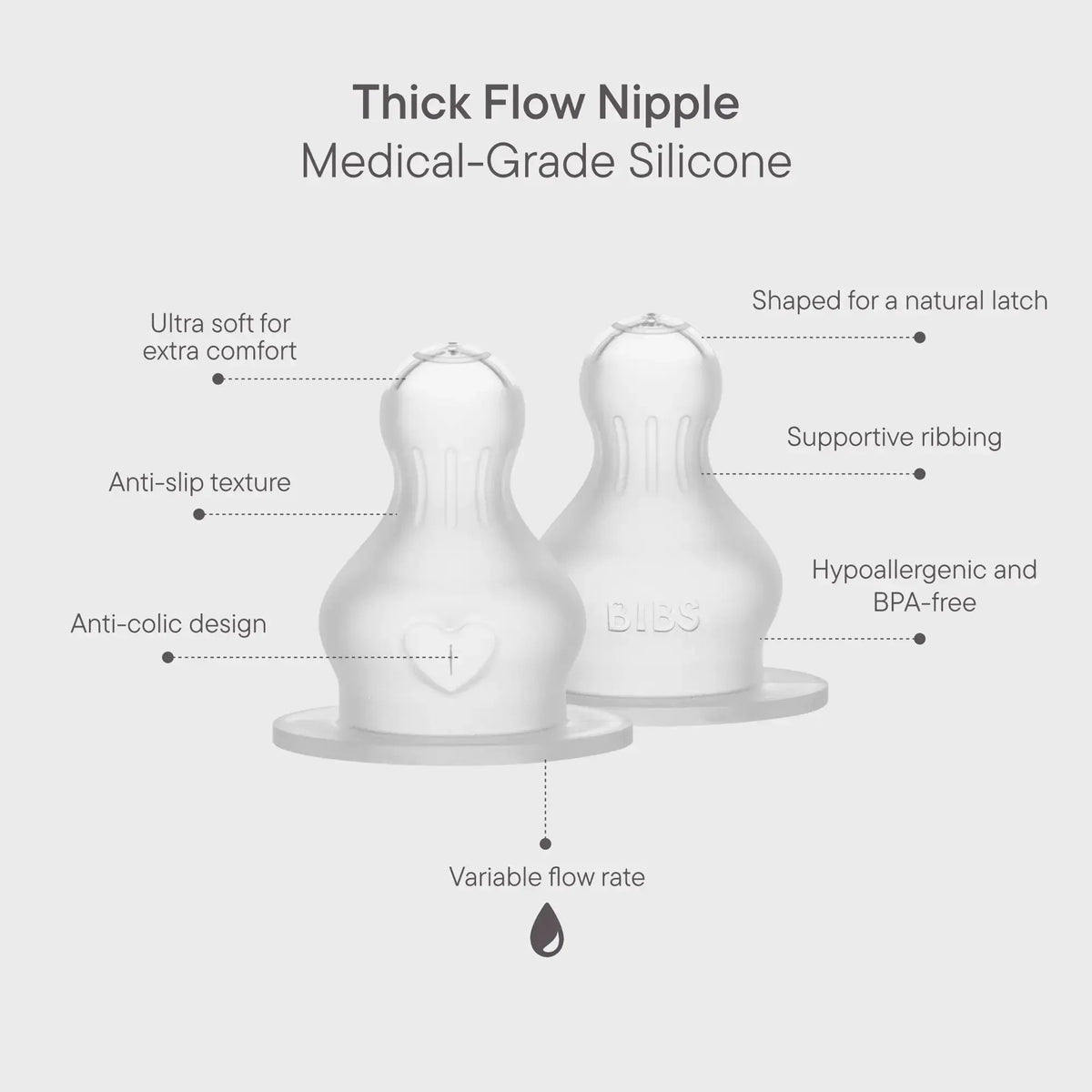 Tétines de biberon en silicone 2 Bibs