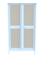 Armoire Hermione – Théo Bébé – Style Louis XVI – Rotin & bois massif – Coloris Neige Théo