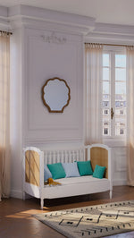Lit Hermione style Louis XVI en rotin & bois massif coloris Neige Théo