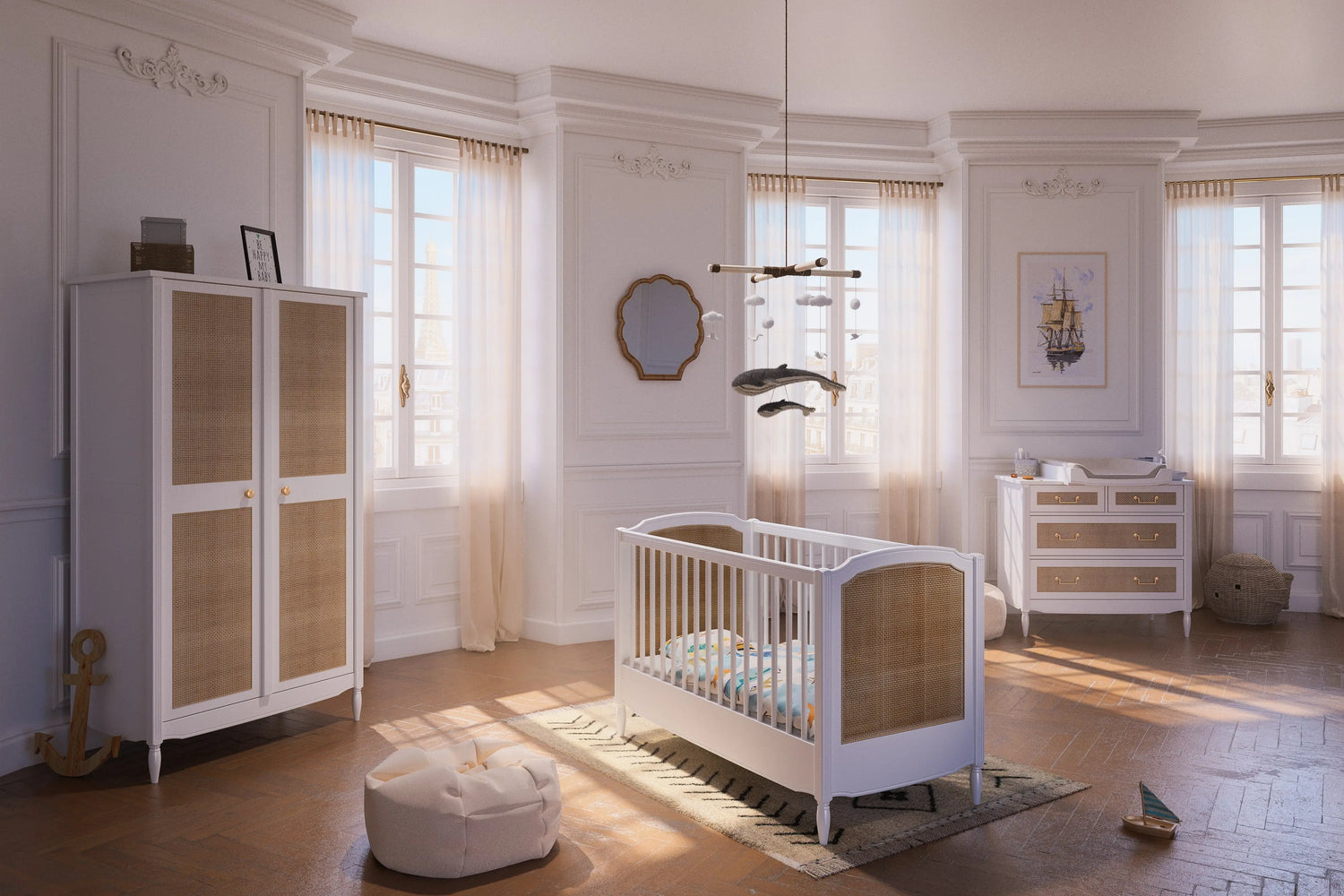 Chambre Hermione en bois massif & rotin Théo