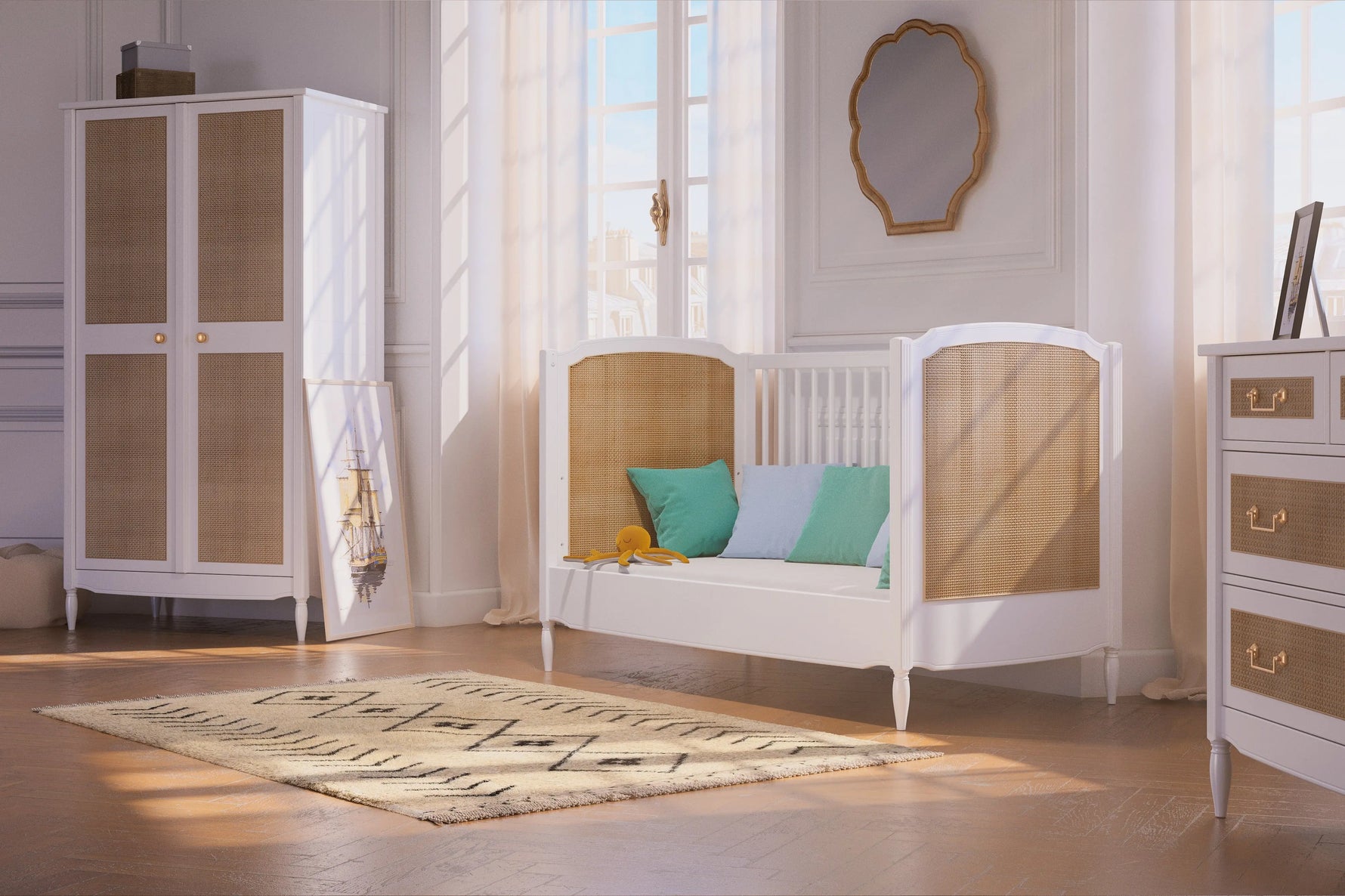 Chambre Hermione en bois massif & rotin Théo