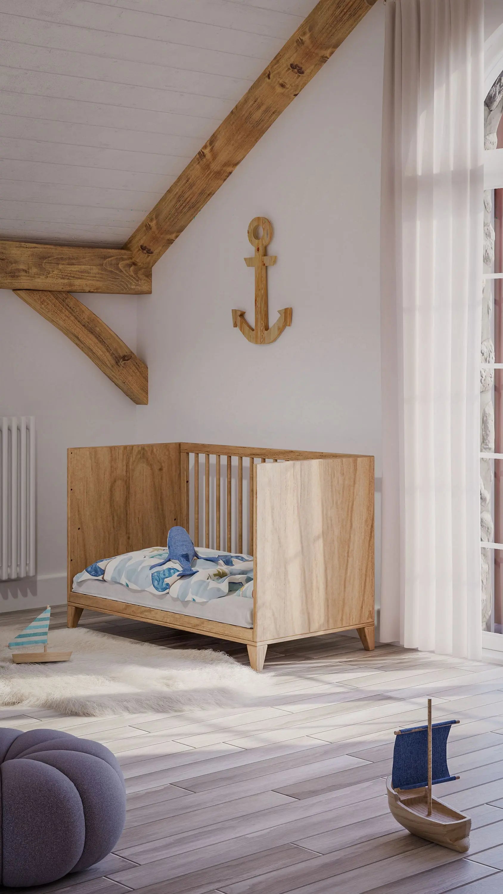 Lit bébé évolutif Naïa Bois - Moutatchou